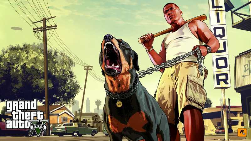 gta5 franklin chop with his dog